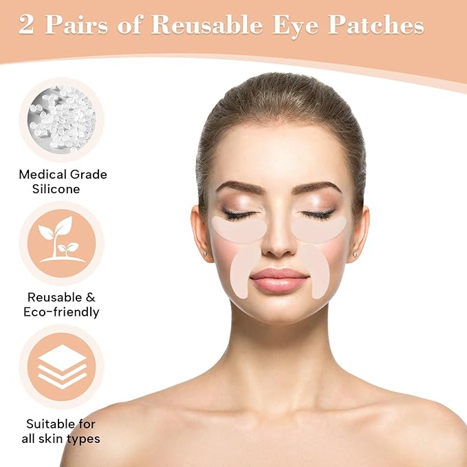 Under Eye Patches -2 Pairs Reusable Silicone Eye Patches to Boost Hydration, For Dark Circles, Plump Fine Lines & Wrinkles, with Tin Case-Velvo Beauty
