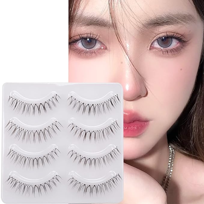 Miz Barn Daily Natural Look False Eyelashes,4 Pairs Natural Soft Lightweight Comfortable Short Lashes Clear Band Handmade Luxurious False Eyelashes(A05)-Velvo Beauty