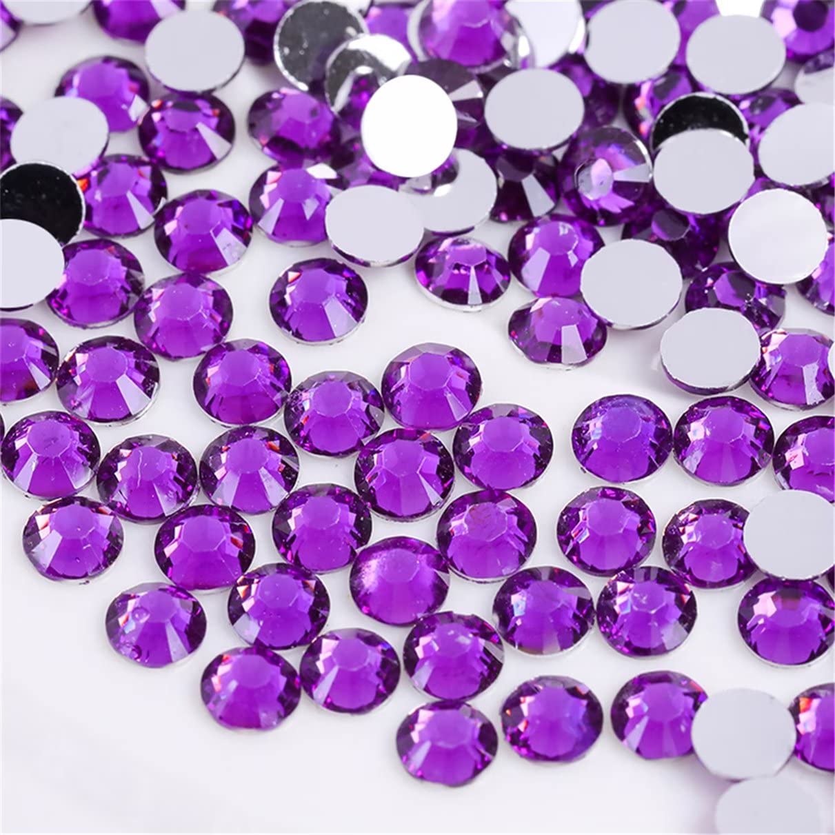 3000 Pieces SS6 2mm Flatback Rhinestones Clear Glass Round Gems Crystals for Nail Art DIY Crafts Clothes Shoes Bags （Purple）-Velvo Beauty