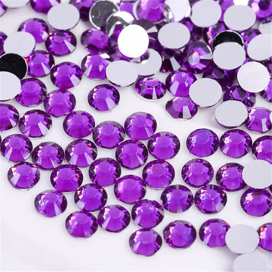 3000 Pieces SS6 2mm Flatback Rhinestones Clear Glass Round Gems Crystals for Nail Art DIY Crafts Clothes Shoes Bags （Purple）-Velvo Beauty