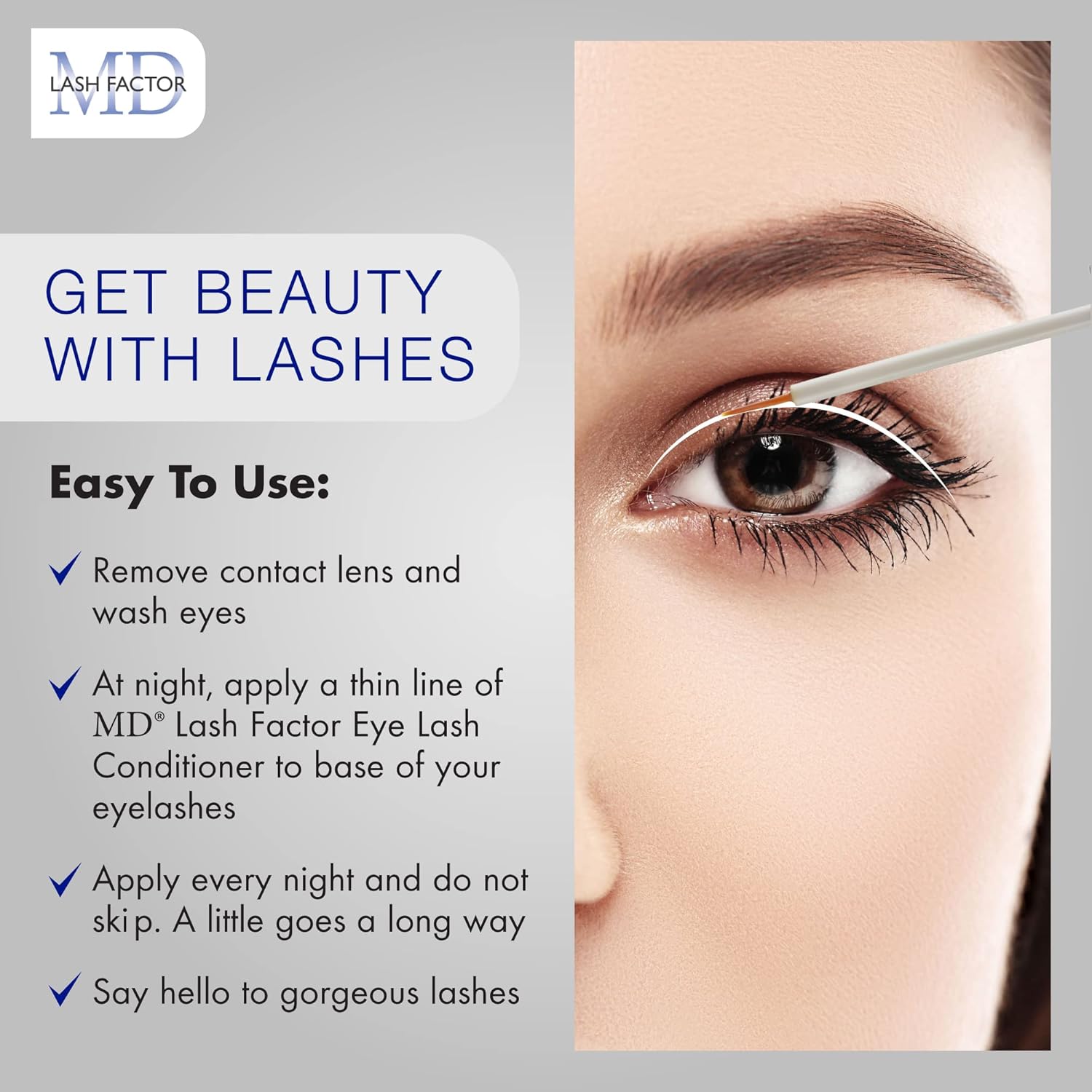 MD Lash Factor Eyelash Conditioner – 0.2 fl oz, 6-Month Supply – Peptide + Biotin Serum for Fuller, Thicker Lashes, Ophthalmologist-Tested-Velvo Beauty