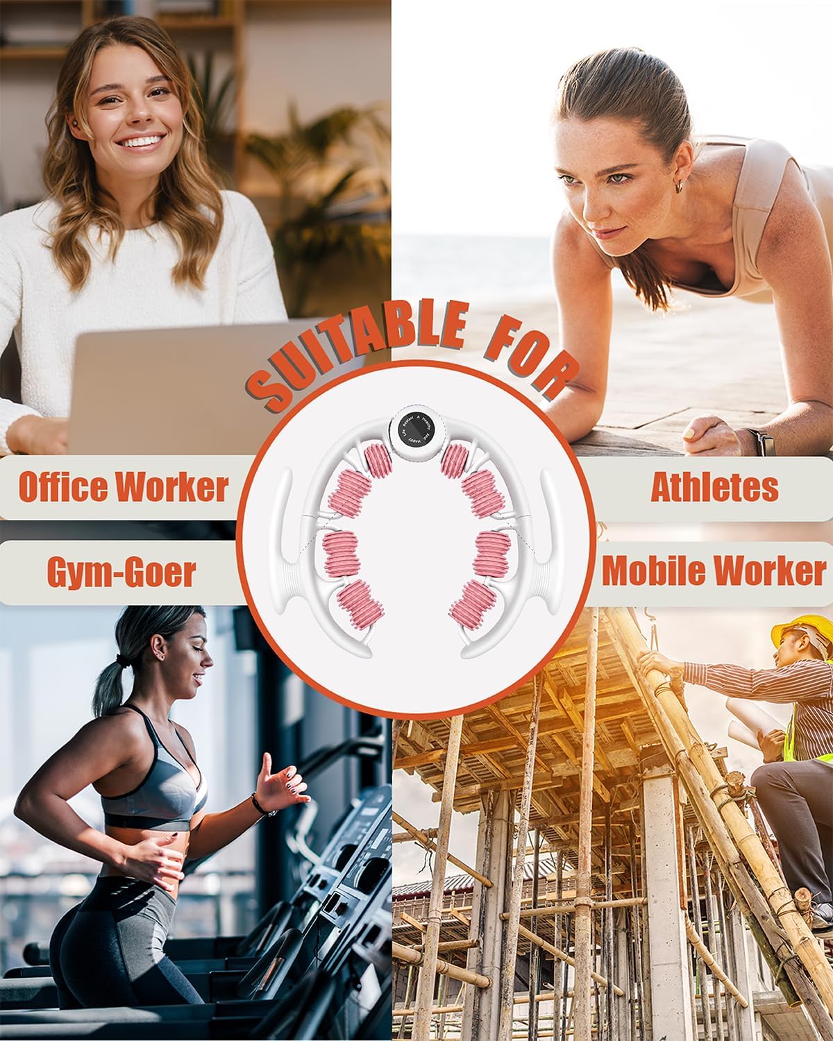 Cellulite Massage Roller - Anti-Cellulite Massager with Detachable Roller Handles for Thighs, Legs & Buttocks - Fascia Massage Tool for Lymphatic Drainage & Deep Tissue Therapy (Pink)-Velvo Beauty