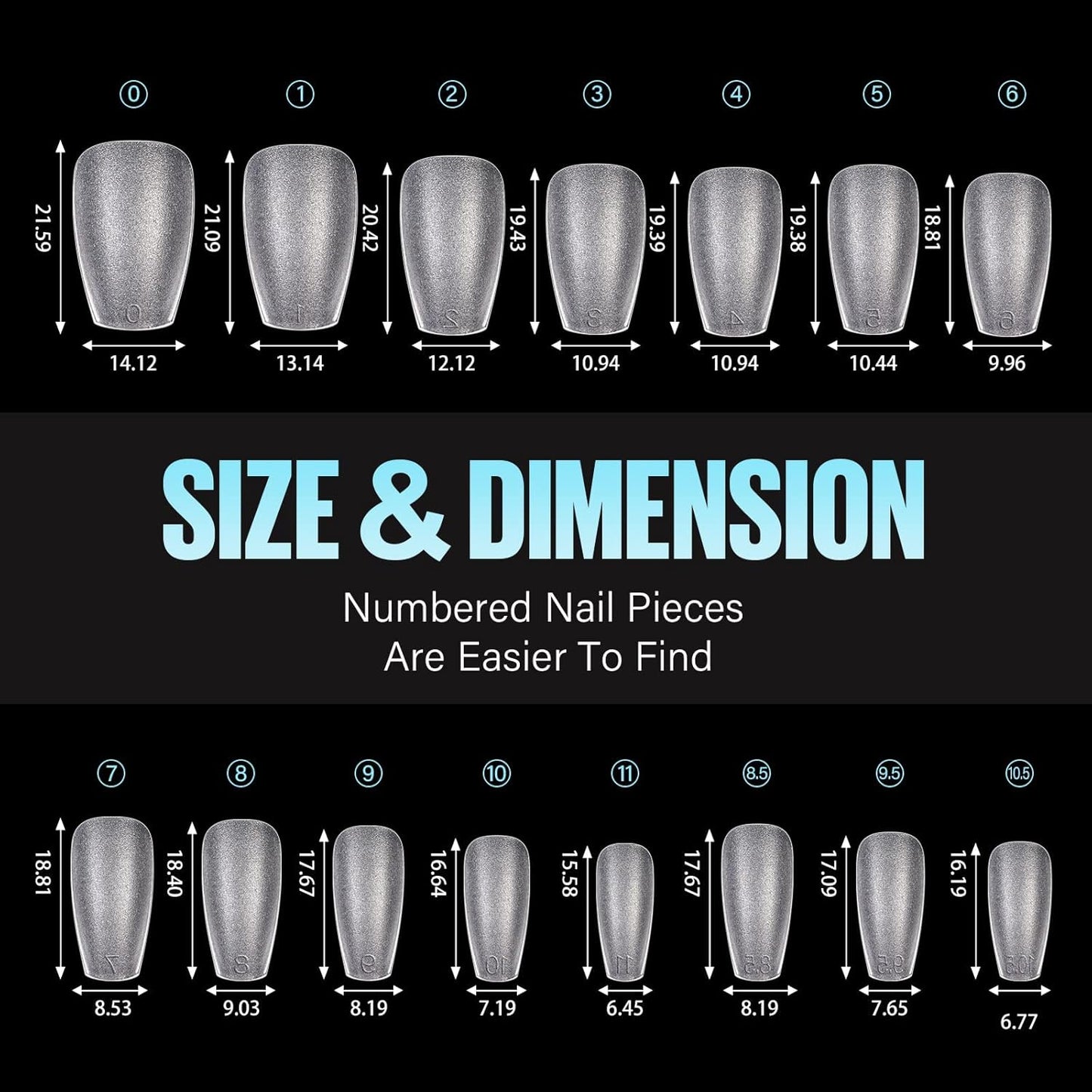 TOMICCA Short Coffin Nail Tips, 15 Sizes Full Cover Double Sided Matte Gel Nails, 240Pcs Acrylic Soft Pre Shaped Nail Tips Set for Nails Professional-Velvo Beauty