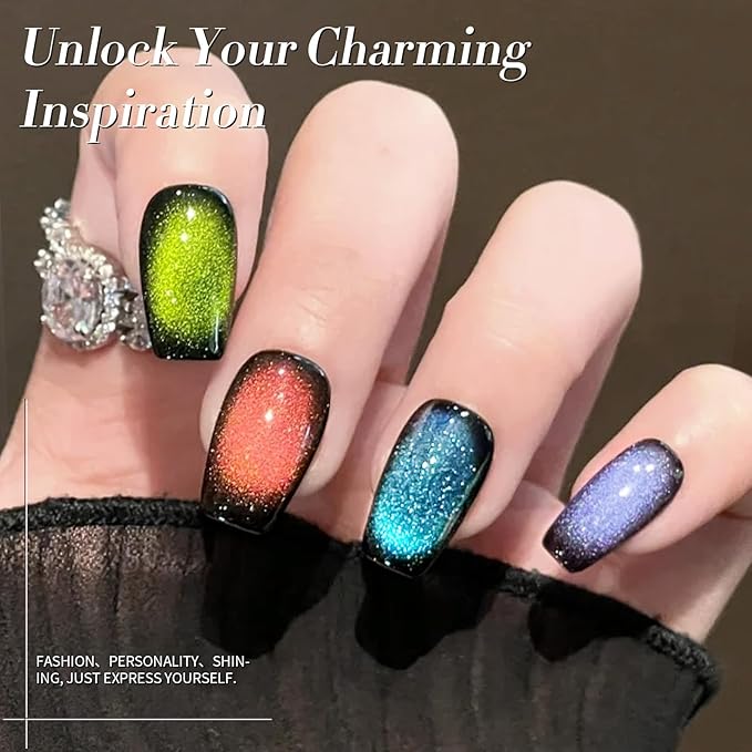 Born Pretty Magnetic Gel Nail Polish,Glitter Magnetic Gel Polish Shimmer Auroras Magnetic Gel Nail Art Manicure Kit 6PCS-Velvo Beauty