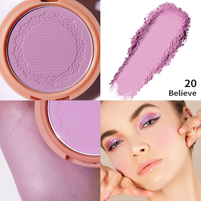 Oulac Purple Blush for Cheeks Blush Makeup| Highly Pigmented Cream Blush| Natural Matte Glow| Shape & Highlight Face| Cruelty-Free Blush with Rose Oil| N20 Believe 4.8g-Velvo Beauty