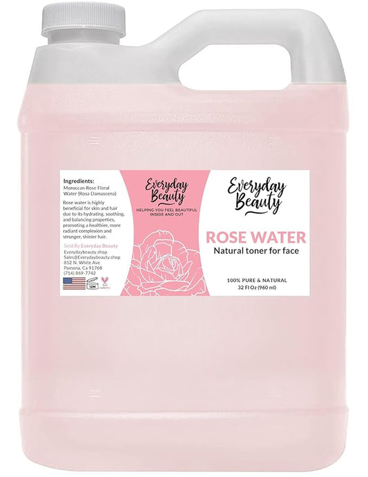 Rose Water Facial Toner - 32oz Bulk Alcohol-Free Vegan All Natural Refreshing for Face and Hair - Uplifts, Calming & Soothing for All Skin Types-Velvo Beauty