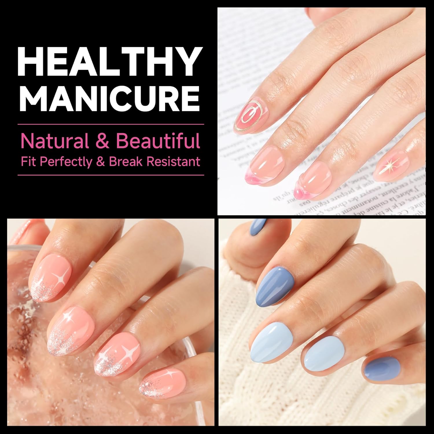 UNA GELLA Extra Short Almond Gel Nail Tips, 216 Pcs Pre-shape XS Almond Nail Tips Full Cover Press On Nails Half Matte Clear Fake Nails For Women Girl DIY Salon At Home 12 Sizes-Velvo Beauty