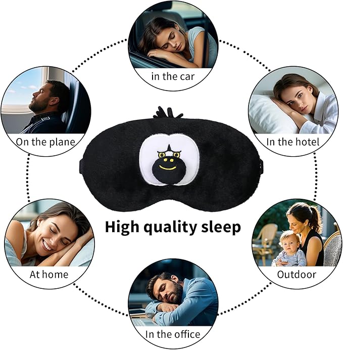 PERFECTSIGHT Sleep Eye Masks, Cute Plush Sleep Eye Cover Lightweight Adjustable Eyeshade Faux Fur Mask Cover for Women Men Sleep Travel Nap, Orang-Velvo Beauty