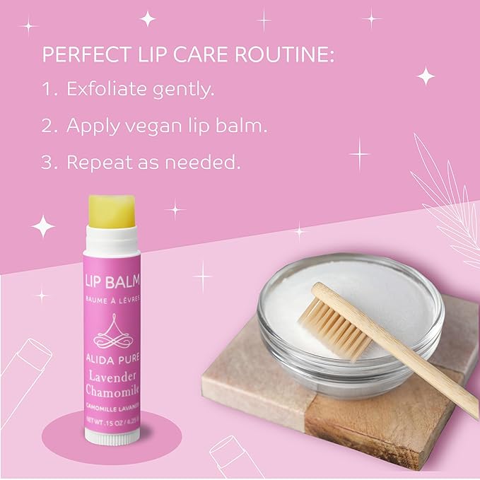 Lavender Chamomile Lip Balm Collection, Vegan Set, Beeswax Free, with Organic Jojoba and Avocado Oil, Vitamin E, Natural Moisturizer for Dry, Chapped Lips, 3 Tube Set-Velvo Beauty