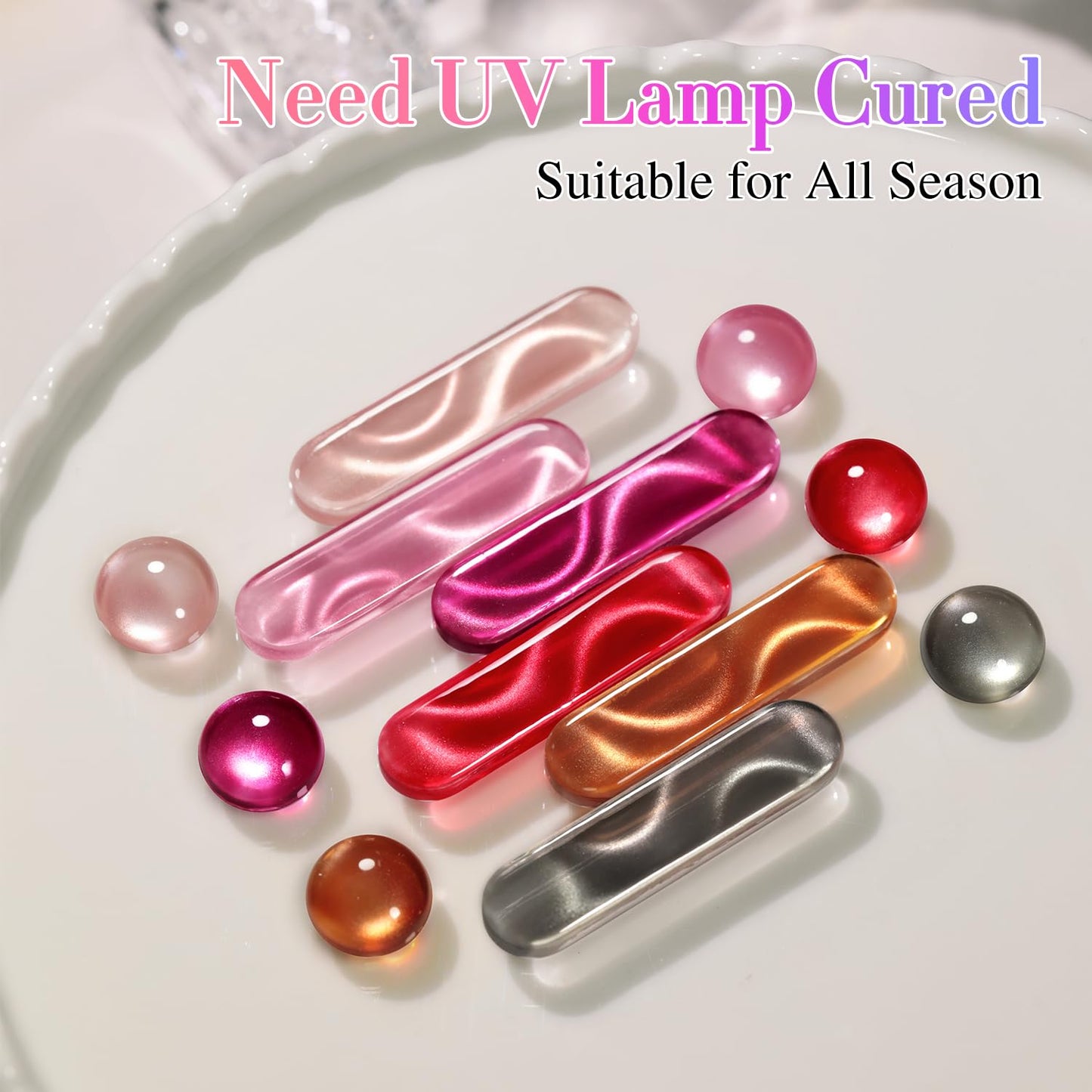 Double Rhythm 6 Colors Cat Eye Gel Polish Set Shimmer Glitter with Magnet Holographic Reflective Magnetic UV Nail Art Kit (6-Kit 40)-Velvo Beauty