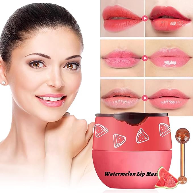 Bee Lip Balm Honey Pot, Strawberry & Honey Moisturizing Propolis Lip Mask, Hydrating & Prevention Dry and Cracked Lip Scrubs Exfoliator, Reduces Lip Lines (Red)-Velvo Beauty