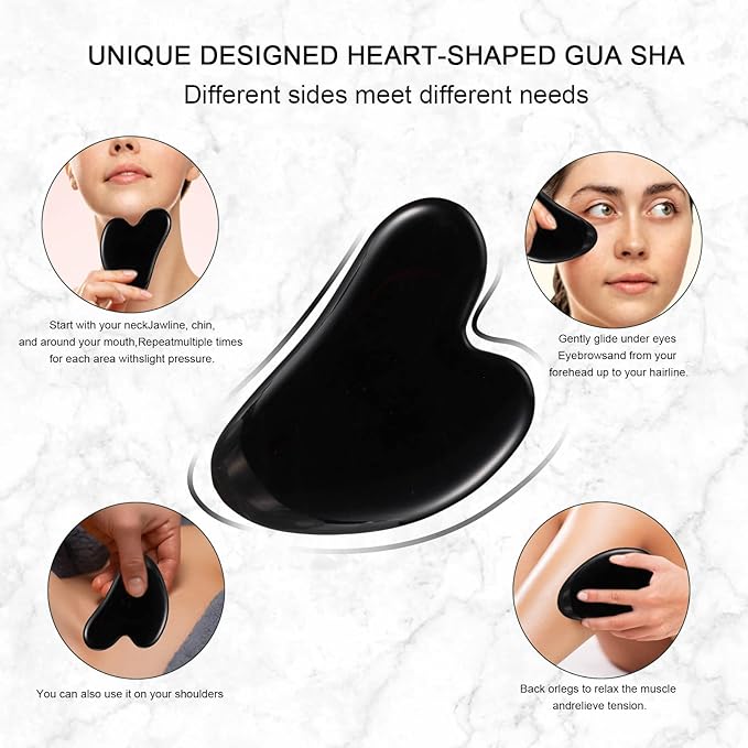 Jade Roller for Face, Facial Roller Massager Skin Care Tool, Gua Sha Facial Tools for Face, Neck, Eyes, Reduce Puffiness of The Skin (Black)-Velvo Beauty