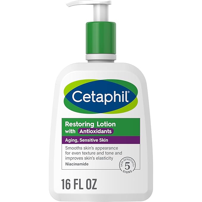 Cetaphil Restoring Body Lotion with Antioxidants for Aging Skin, Great for Neck and Chest Areas, Fragrance and Paraben Free, Suitable for Sensitive Skin 16 oz. Bottle-Velvo Beauty