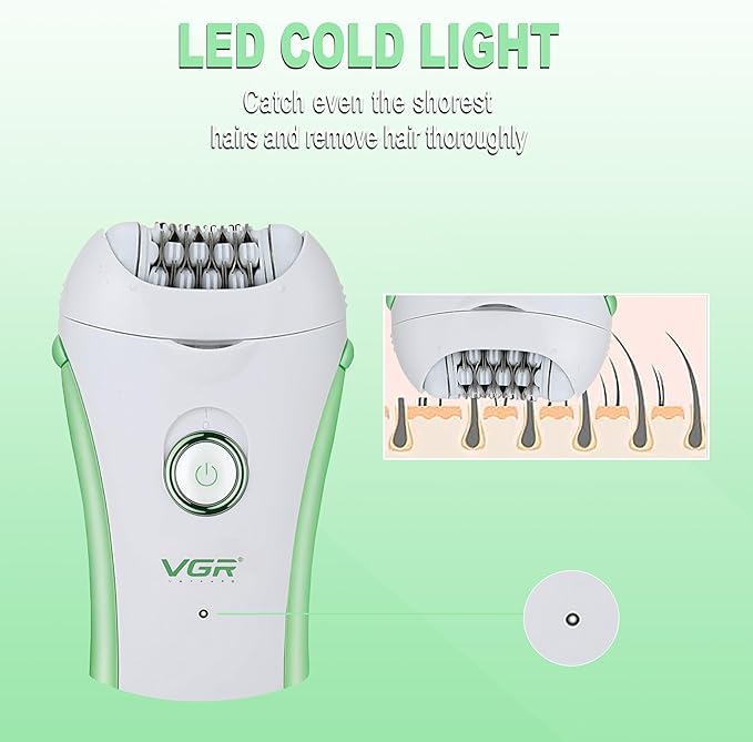 Epilators Hair Removal for Women, Glabrouse Skin Facial Hair Removal, Facial Hair Epilator with Eyebrow Trimmer for Women Face Sensitive Skin for Bikini, Face, Arm, Legs, Armpits, Green-Velvo Beauty