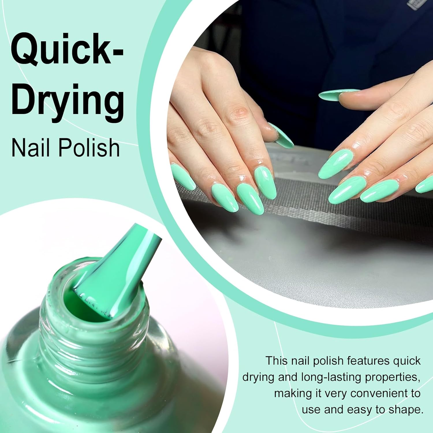 Major Dijit Seafoam Green Quick Dry Regular Nail Polish - Nail Art Lacquer, 0.41 Fl Oz-Velvo Beauty