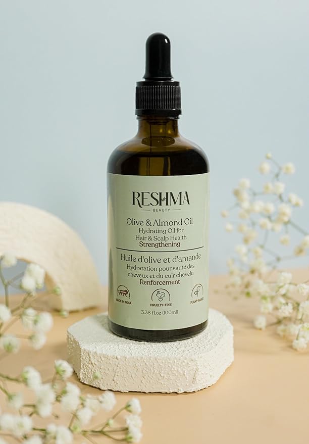 Reshma Beauty Olive & Almond Oil – Henna Infused Hydrating Oil for Hair & Scalp Health | Strengthens & Softens-Velvo Beauty