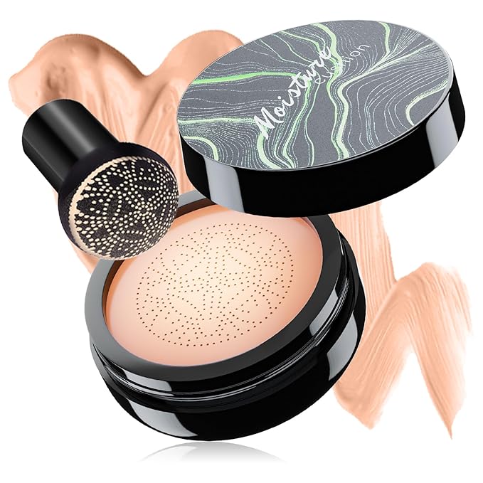 Mushroom Head Air Cushion CC Cream - Oil Control & Moisturizing Concealer Makeup Base, Brighten Long - Lasting Even Color Correcting Concealer Full Coverage for All Skin Types (Nude)-Velvo Beauty