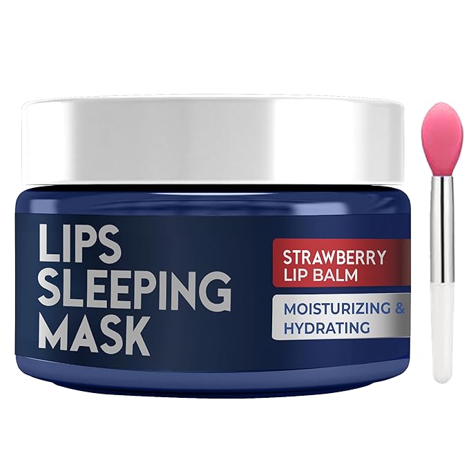 Lip Mask Overnight with Hyaluronic Acid & Collagen, Lip Sleeping Mask for Dry Cracked Lips, Moisturizing, Hydrating, Exfoliating Night Treatment for Lip Care (Strawberry)-Velvo Beauty