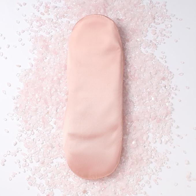 Natural Rose Quartz Weighted Eye Pillow for Relaxation, Sleeping, Yoga, SPA and Travelling, Cooling Eye Pillow, Reusable and Good Relaxation Gift for Women(Rose Quartz)-Velvo Beauty