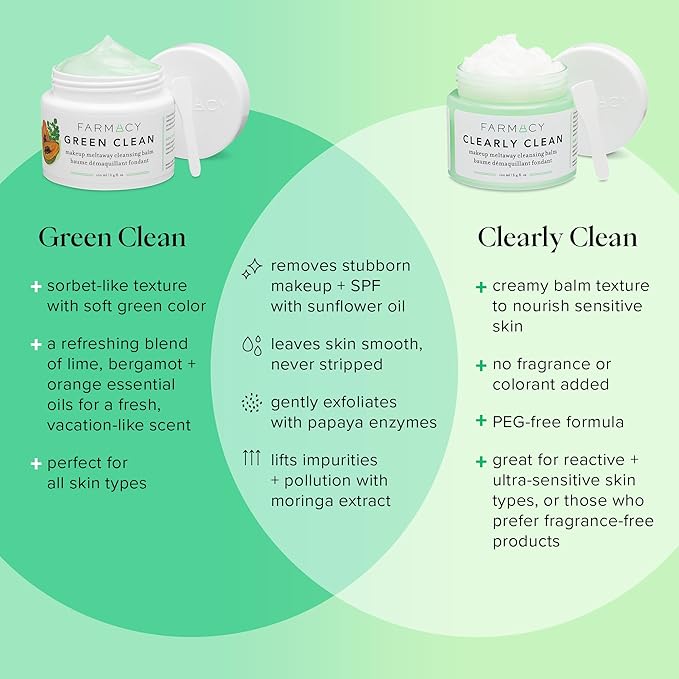 Farmacy Makeup Remover Cleansing Balm - Clearly Clean Sensitive Skin Makeup Remover + Oil Based Cleanser - Gentle Exfoliating Double Cleanser - Melts From Balm to Milky Lather - Fragrance Free (100ml)-Velvo Beauty