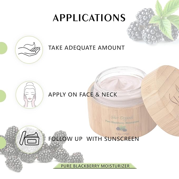 Shir-Organic Pure Blackberry Moisturizer Helps Fight Against Free Radicals Smooth Even Texture Regenerates the Skin for Normal to Dry & Sensitive Skin Type(50ml)-Velvo Beauty