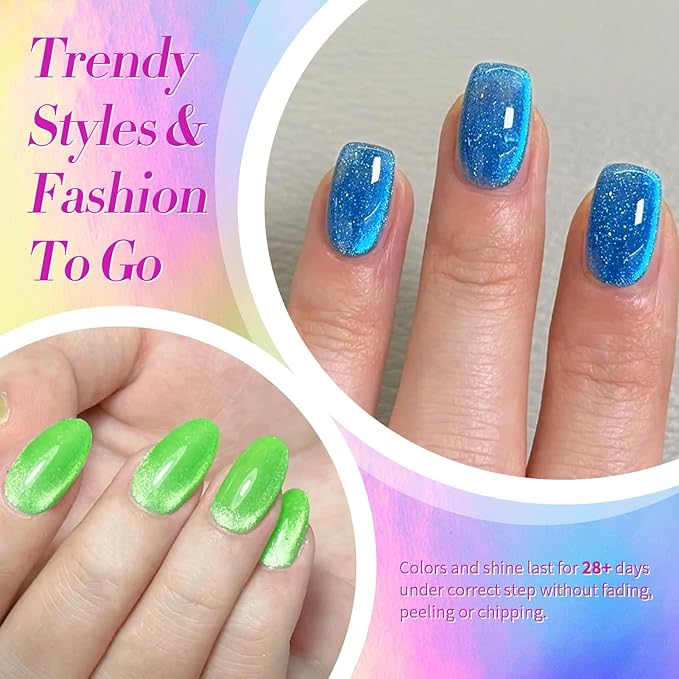 Born Pretty Cat Magnetic Eye Gel Nail Polish Spring Summer Neon Shimmer Glitter Holographic Cat Magnetic Eye Gel Crystal Glass Cat Magnetic Gel Polish Nail Art Manicure DIY at Home 6PCS-Velvo Beauty