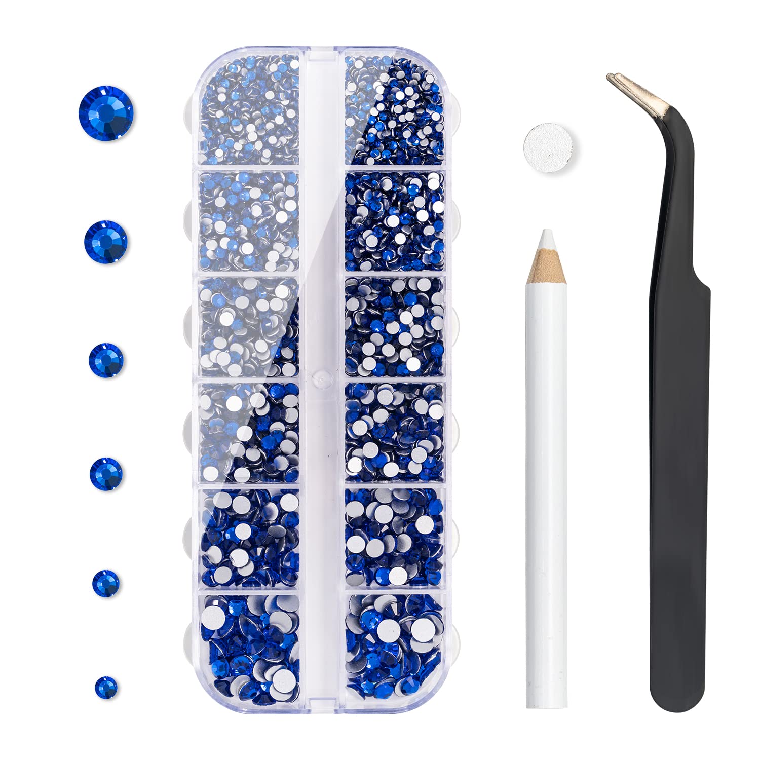 Flatback Crystal Rhinestones, 3792 Pieces Round Nail Gems Non Hot-fix Rhinestone SS6-SS20 Mixed Sizes Nail Art Rhinestones for Acrylic Nails, Crafts, Makeup, Clothes, Shoes, DIY Decorations-Velvo Beauty