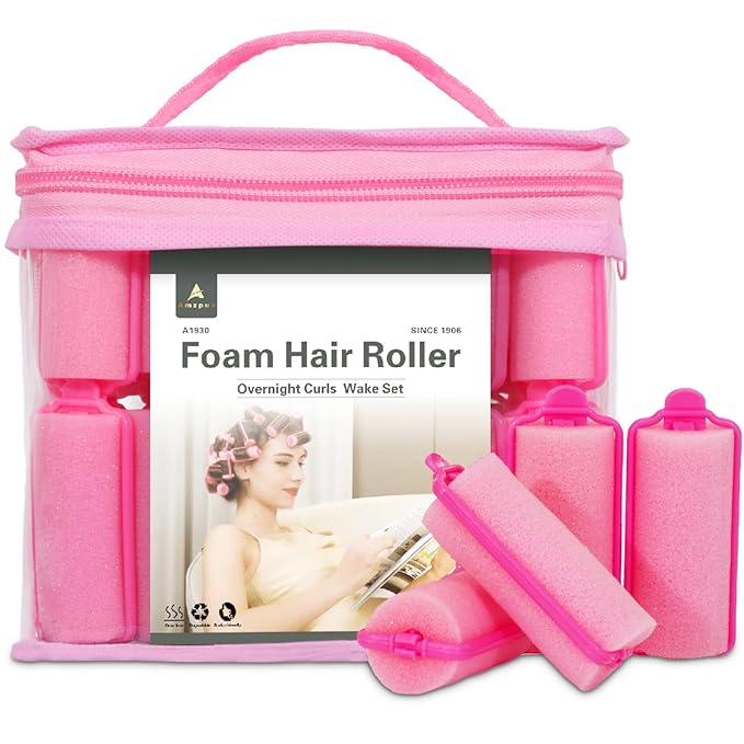 36 Pieces Foam Sponge Hair Rollers - Soft Sleeping Flexible Styling Curlers for Hair Styling (Pink)-Velvo Beauty