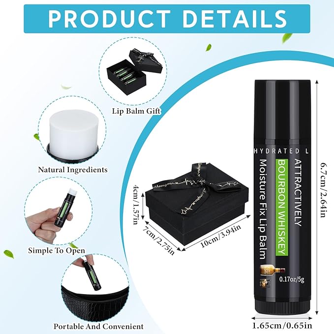 4 Pcs Lip Balm with Gift Box for Men Raffia Grass Organic Natural Beeswax Lip Balm for Father's Day Gifts Women Adults Teens Dry Chapped Lips Care Product-Velvo Beauty