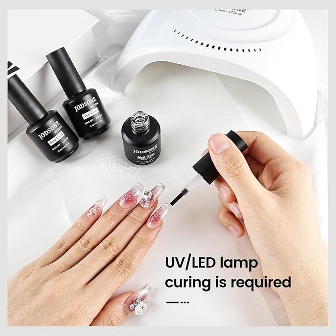 JODSONE 15ml Nail Glue Gel for Nail Tips Long Lasting Extension Glue for Clear Nail Tips Base Coat Top Coat All Need Lamp Cured-Velvo Beauty