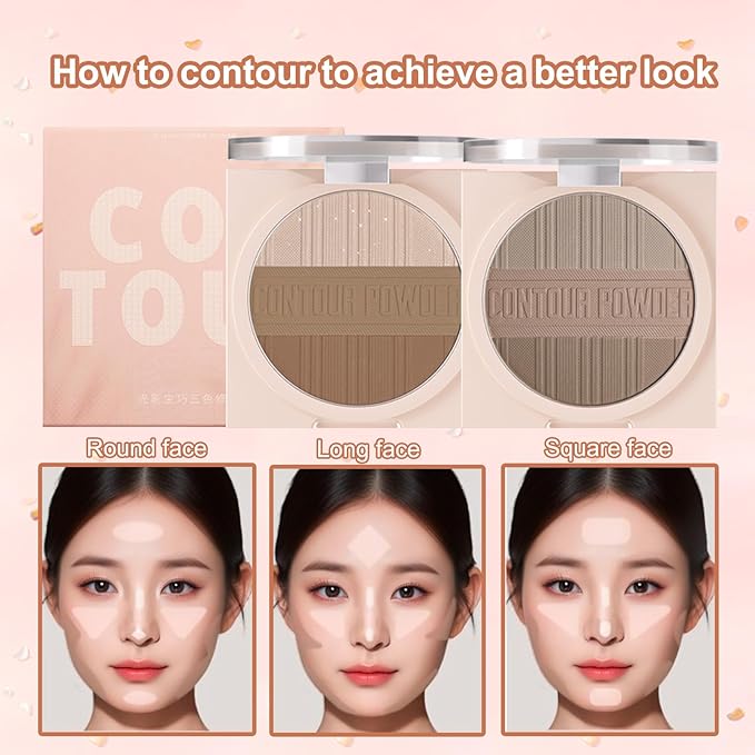 Contour Powder Makeup Palette Matte Shimmer Face Sculpting Shading Silky Smooth Tone Tuning Flawless Pressed Powder Bronzer for Warm Skin Tone, 01 Warm Brown-Velvo Beauty