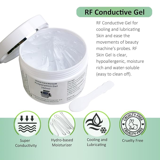 Preparation Gel – RF Conductive Gel with Hyaluronic Acid for Use With Radio Frequency Face and Body Machines, Skin Cooling Gel Primer for IPL Hair Removal Device-Velvo Beauty