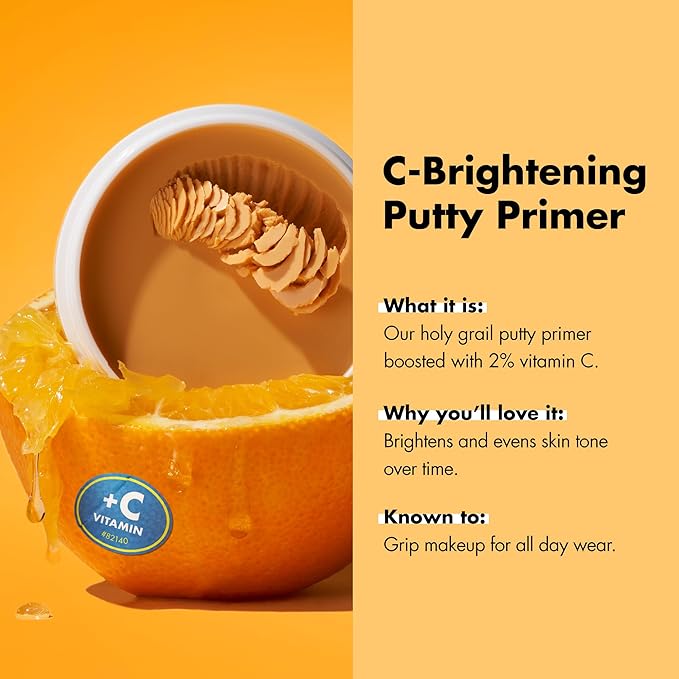 e.l.f. C-Brightening Putty Primer, Makeup Primer For Brightening & Evening Out Skin Tone, Enriched With Vitamin C, Universal Sheer (Packaging May Vary)-Velvo Beauty