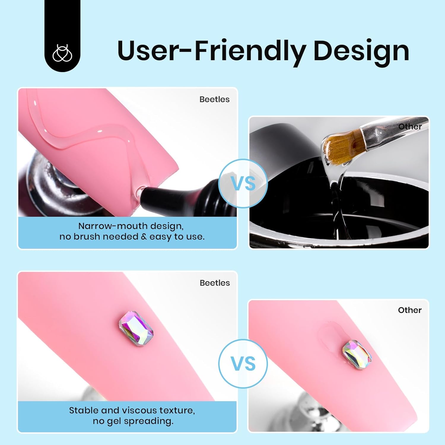 Beetles Rhinestone Glue for Nails, Gel Nail Glue for Nail Charms Decoration Super Strong Bling Gem for Nail Art Jewels Crystals Beads Diamonds 3D Beauty Gift-Velvo Beauty