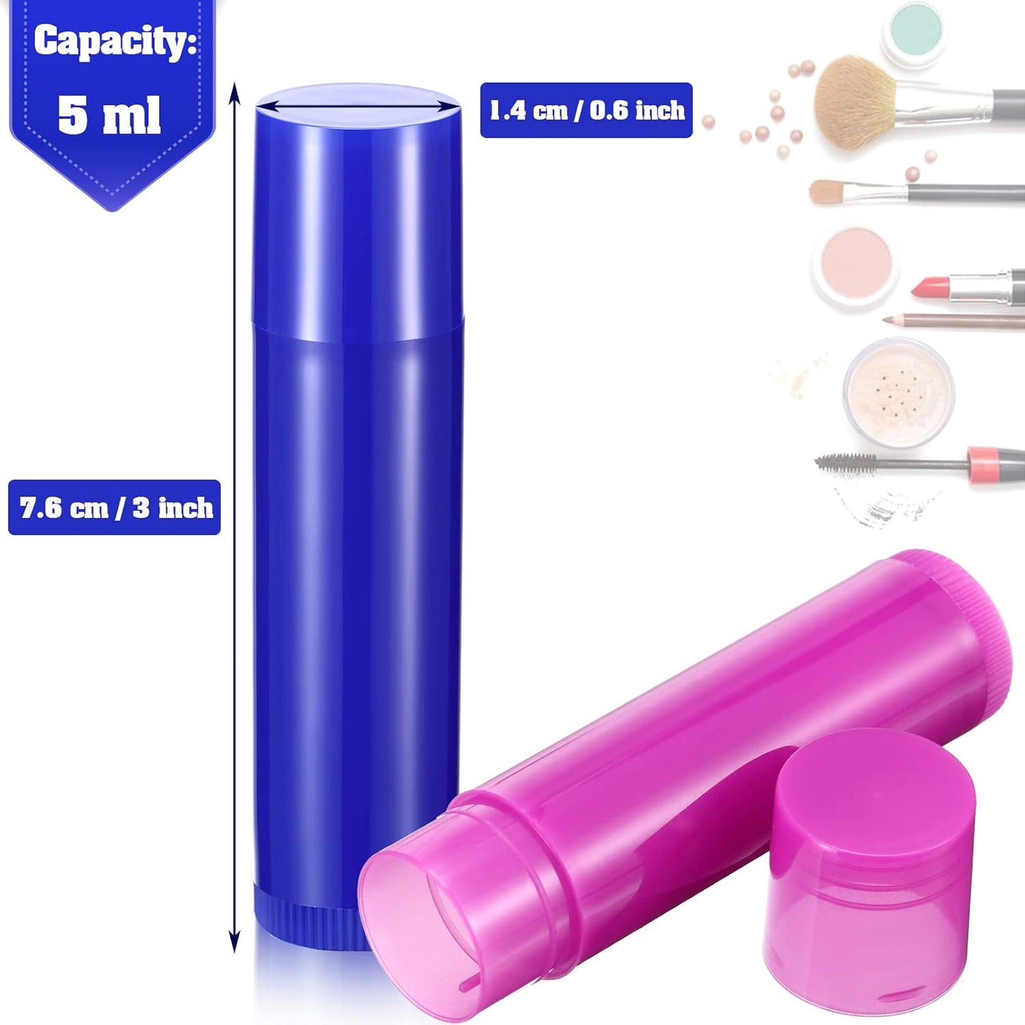 64 Pieces Lip Balm Tubes 5 ml Empty Lip Gloss Balm Containers Refillable Rotatable Plastic Lipstick Tubes DIY Lip Gloss Balm Tube Holder for DIY Cosmetic, 8 Colors-Velvo Beauty