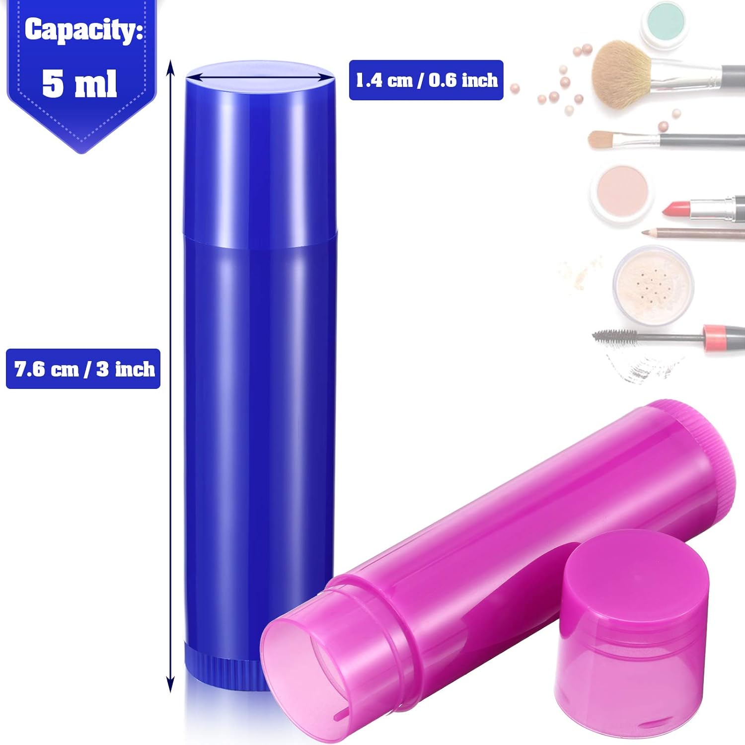 64 Pieces Lip Balm Tubes 5 ml Empty Lip Gloss Balm Containers Refillable Rotatable Plastic Lipstick Tubes DIY Lip Gloss Balm Tube Holder for DIY Cosmetic, 8 Colors-Velvo Beauty