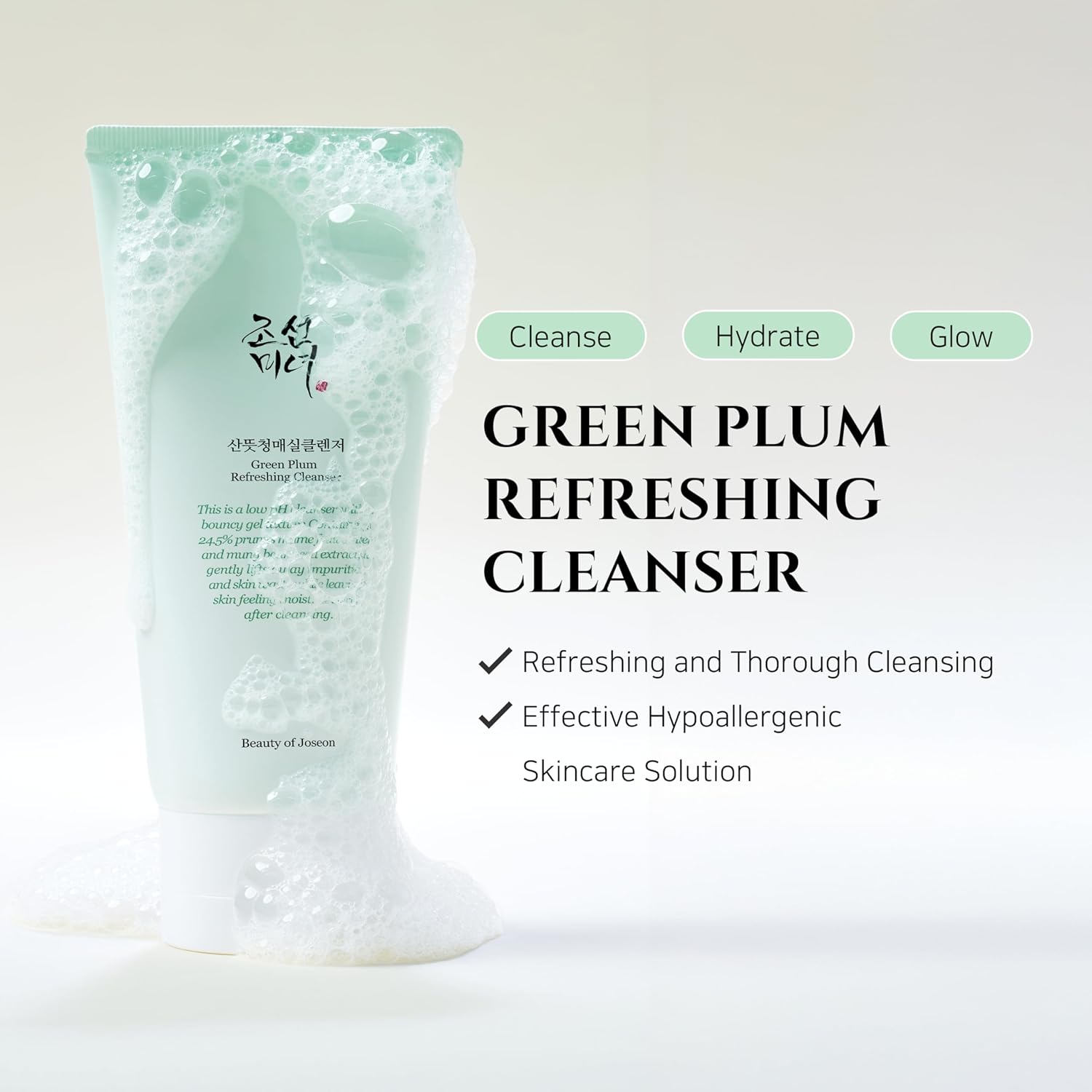 Beauty of Joseon Green Plum Refreshing Cleanser Gel Type Deep Pore Cleansing, Acne Face Wash, Blackhead Remover for All Skin Types, Korean Skincare 100ml, 3.38 fl.oz-Velvo Beauty