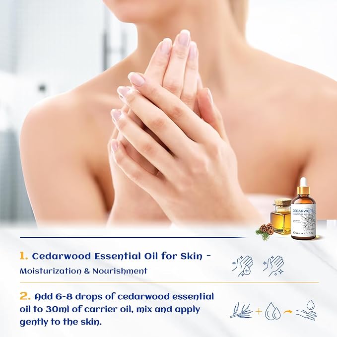 HIQILI 1 Fl Oz Cedarwood Essential Oil, Pure Natural Cedarwood Oil for Hair, Diffuser, Aromatherapy - 30ML-Velvo Beauty