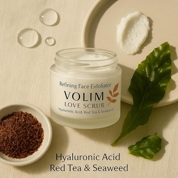 Love Scrub with Hyaluronic Acid Natural Face Exfoliator for Wrinkles, Acne, Fine Lines, Blackheads & Clogged Pores-Velvo Beauty