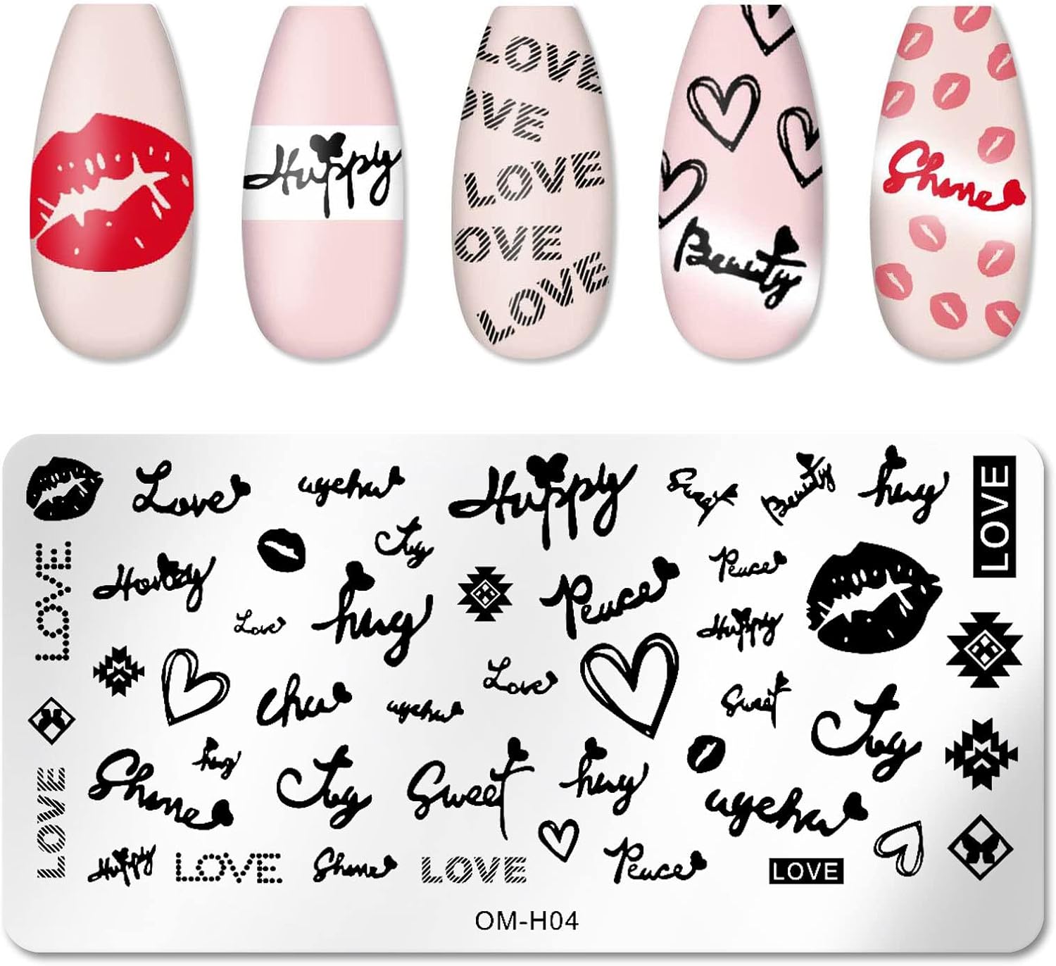 6pcs Nail Art Stamping Plates Set Manicuring Accessories Butterfly Leaves Flowers Fruits Geometry Heart Love Image Template for DIY Tips Decoration-Velvo Beauty