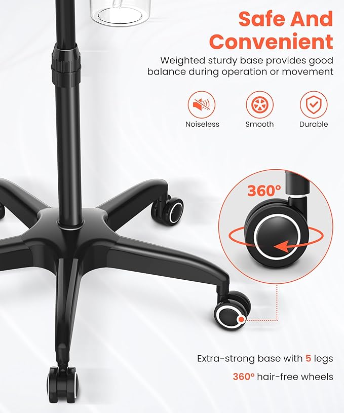 TASALON Professional Facial Steamer with 5X Magnifying Lamp, 2-in-1 Esthetician Steamer on Wheels with Ozone and Hot Mist, Ionic Facial Steamer for Facial Deep Cleaning and Moisturize-Velvo Beauty