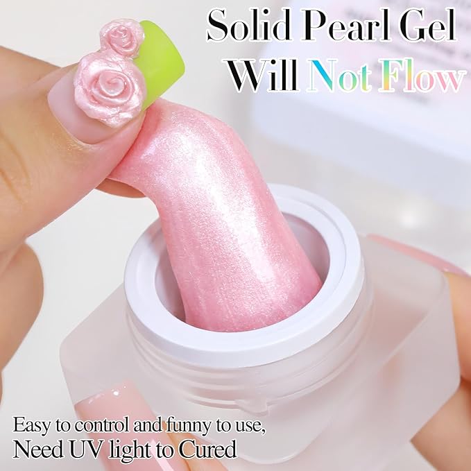 Double Rhythm 3D Nail Gel Pearl Solid Sculpting Gel for Nail Art Non-Sticky Hard Gel for Building Carving Molding Nail Extension Soak Off UV/LED Nail Art Salon Home DIY 0.5 Oz (Pink-Silk 04)-Velvo Beauty