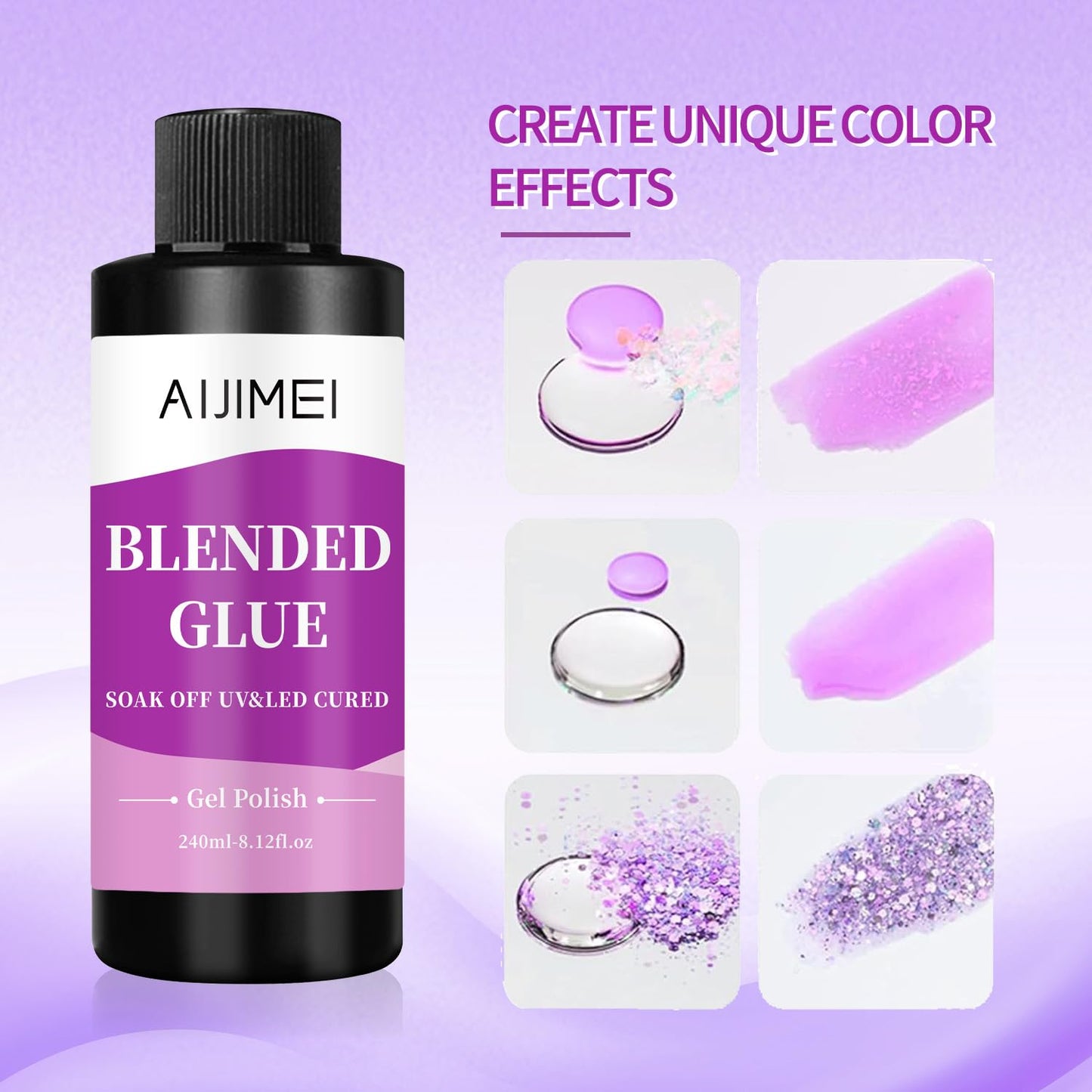 AIJIMEI Nail Polish Thinner Glue 8fl.oz Clear Nail Blending Glue for Blending, diluting, Mixing Glitter Powder Mixer Gel Polish Dilution Color Sequins MixingGlue 240ml for Nail Designer-Velvo Beauty
