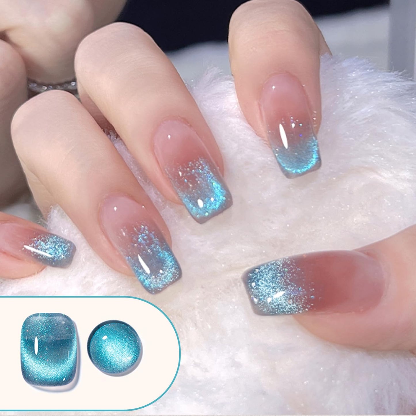 Double Rhythm 6 Colors Cat Eye Gel Polish Set Shimmer Glitter with Magnet Holographic Reflective Magnetic UV Nail Art Kit (6-Kit 23)-Velvo Beauty