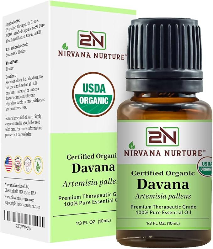 Davana Essential Oil USDA Certified Organic 100% Pure Premium Therapeutic Grade, Undiluted - Aromatherapy Diffuser for Calm and Relaxation, Skin Care, Hair Care-Velvo Beauty