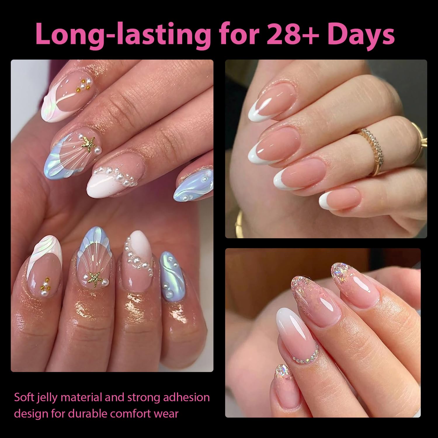 UNA GELLA Short Oval Almond Fake Nails 504pcs Press on Nails Pre-shape Short Almond Round Gel Nail Tips for Full Cover Acrylic False Nails For Nail Extension Home DIY Salon 12 Sizes False Gelly Tips-Velvo Beauty