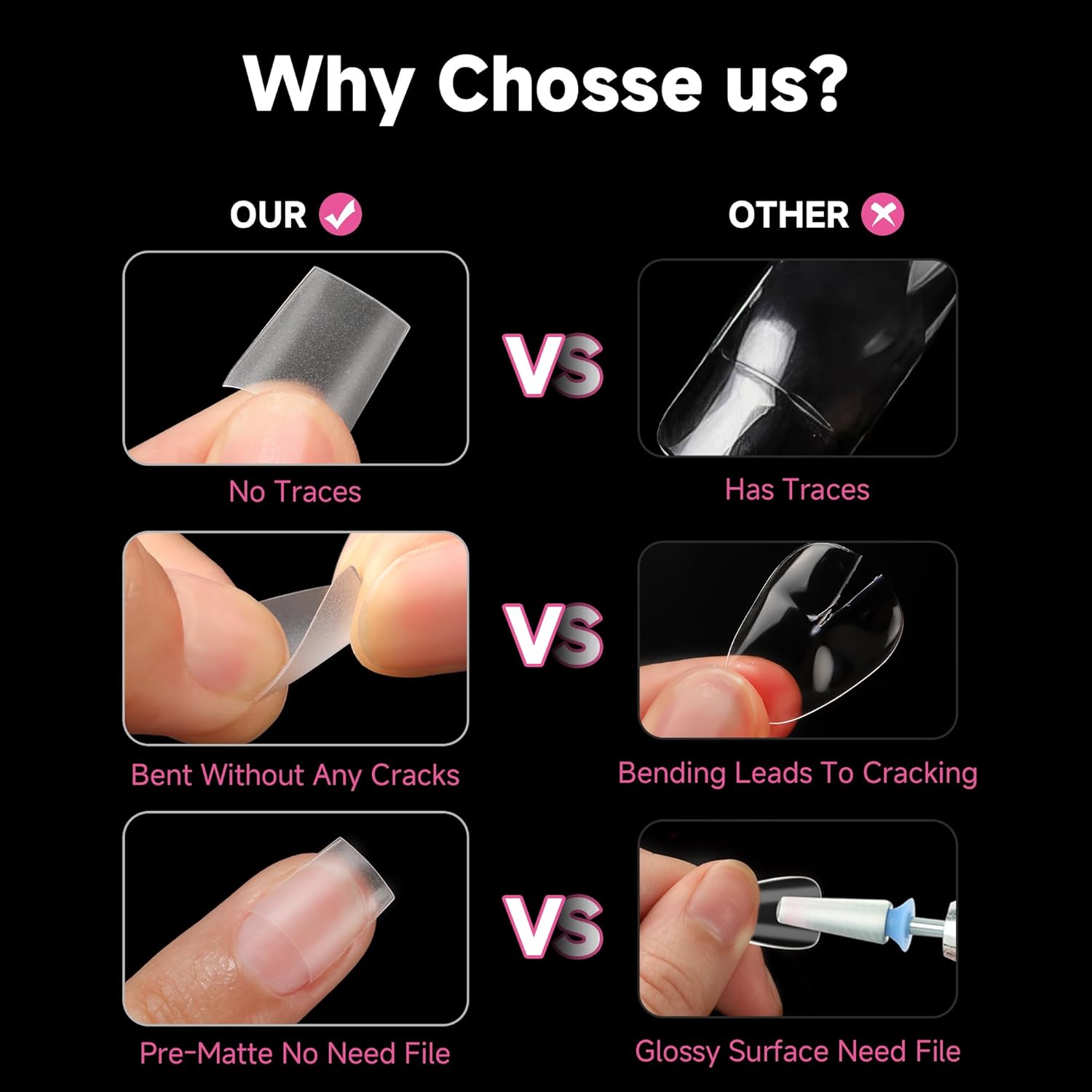 UNA GELLA Short Coffin Fake Nails 504Pcs Half Cover Matte Nail Tips Extra Short Coffin Gel Nail Tips No C Curve Pre-buff No Need File Salon Quality Nail Extension DIY Nail Art Salon 12 Sizes-Velvo Beauty