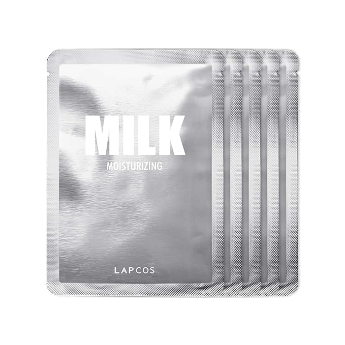 LAPCOS Milk Sheet Mask, Moisturizing Daily Face Mask to Replenish and Restore Dry Skin, Korean Beauty Favorite, 5-Pack-Velvo Beauty