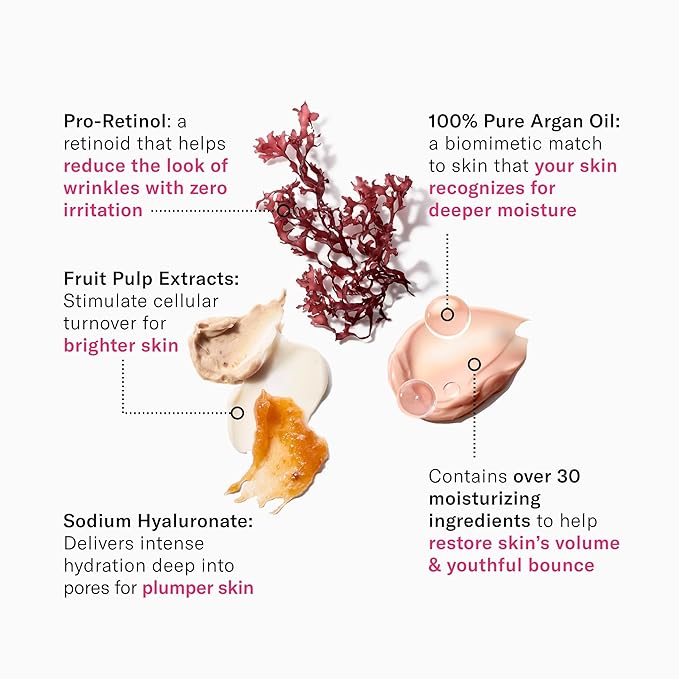 Josie Maran Pro-Retinol Face Cream - Anti Aging Retinol Cream with Pure Argan Oil & Aloe Juice - Delivers Intense Hydration for Plumper Skin & Reduces Wrinkles with Zero Irritation (1.69 oz)-Velvo Beauty