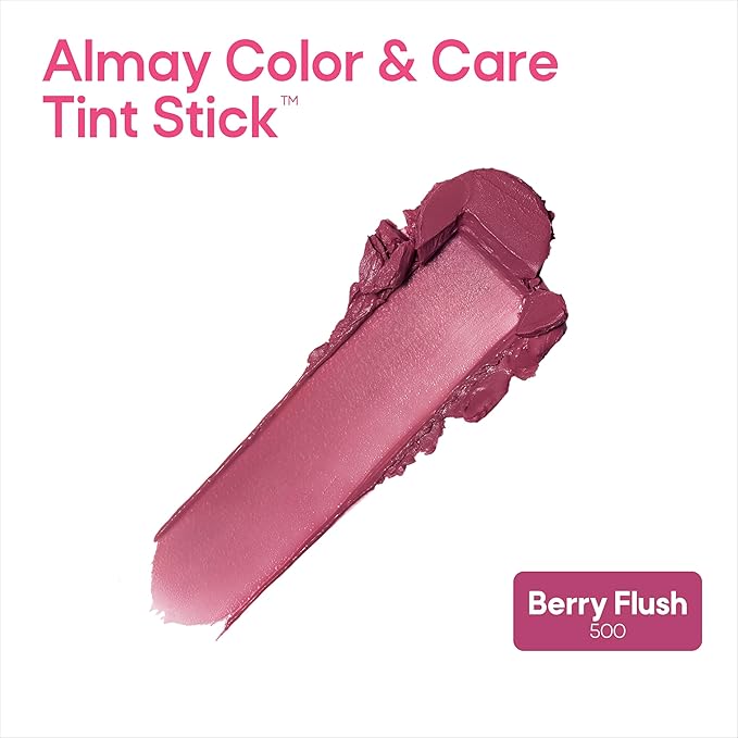 Almay Lip and Cheek Tint, Color & Care Tint Stick, Multi-Use Moisturizing Blush and Lip Color, Dewy Finish, 500 Berry Flush, 0.25 oz-Velvo Beauty